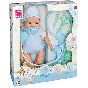 Boneca Bebezinho Real 1º Cuidado Azul Un 5682 Roma