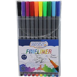 Caneta Com Ponta Porosa Fineliner 0.4mm 10 Cores Blister Fi0001 Brw