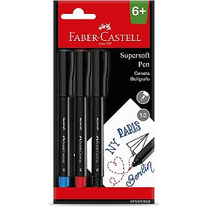 Caneta Com Ponta Porosa Supersoft Pen 1.0mm C/3 Cores Pct.C/12 Bpss/Es3zf Faber-Castell