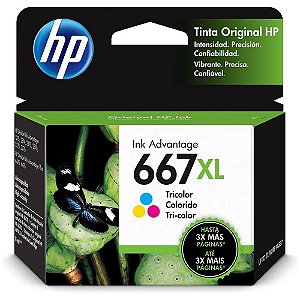 Cartucho Original Hp 667xl Colorido Ink Advantage Un 3ym80al Hp