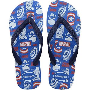 Chinelo Havaianas Licenciado Marvel Logo Mania 43/4 Azul Par 3847 Havaianas