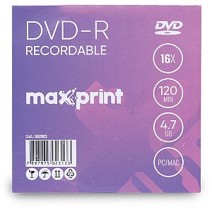 Dvd Gravável Dvd-R 4.7gb/120min/16x Un 502003 Maxprint
