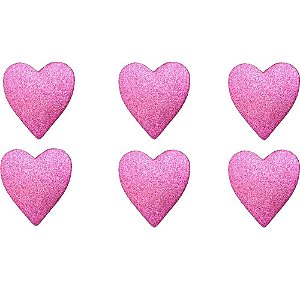 Enfeite Em Eps Coração 65mm Glitter Rosa Pink Pct.C/06 12-029207 Styroform