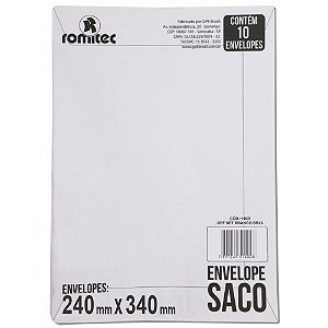 Envelope Saco Branco 240x340 75grs. Br34 Bl.c/10 164r Romitec