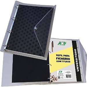 Fichário De Pvc Preto Capa Cristal 96fl+Divis Un 828pt Acp