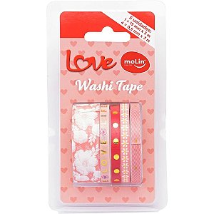 Fita Adesiva Decorada Washi Tape Love 15/ 0,5mm X 3m Bl.c/05 23376 Molin
