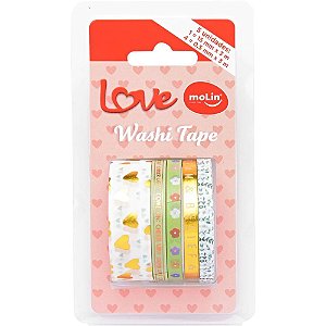 Fita Adesiva Decorada Washi Tape Love 15/ 0,5mm X 3m Bl.c/05 23377 Molin