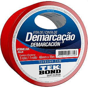 Fita Para Demarcação De Solo Pvc Vermelha 48mmx15m Un 212.2104.8200 Tekbond