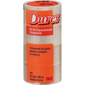 Fita Para Empacotamento Durex Acrílico 45mmx40m Transp Pct.C/04 Hm000031470 3m