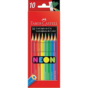 Lápis De Cor Sextavado Ecolapis 10 Cores Neon Pct.C/12 120410n Faber-Castell