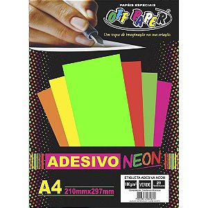 Papel A4 Neon Adesivo Verde 100g. Cx.C/20 0825 Off Paper