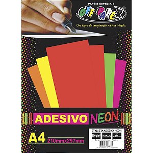 Papel A4 Neon Adesivo Vermelho 100g. Cx.C/20 0771 Off Paper