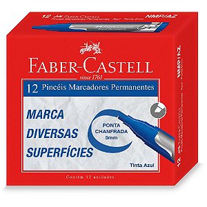 Pincel Marcador Permanente Azul Cx.C/12 Nmp/Az Faber-Castell
