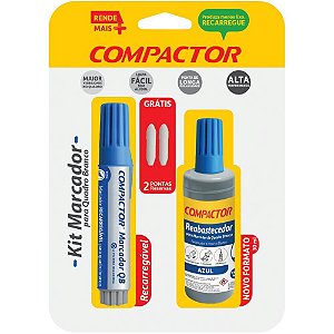 Pincel Quadro Branco Azul C/2 Pontas E 1 Reab 30 Ml Cx.C/04 2497001 Compactor