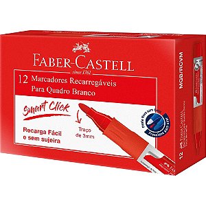 Pincel Quadro Branco Recarregável Vermelho Cx.C/12 Mqb/Rcvm Faber-Castell