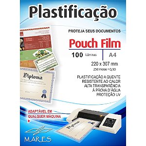 Plástico Para Plastificacao Pouch Film A4 220x307 (0,10) Conj./100  Mares