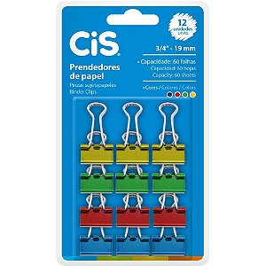 Prendedor De Papel Cis-116619 Binder 19mm Color Bl.c/12 291.6000 Sertic