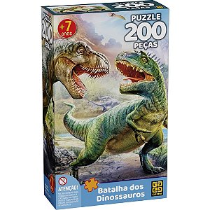 Quebra-cabeça Cartonado Batalha Dos Dinossauros 200pcs Un 4044 Grow