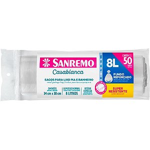 Saco Para Lixo 8l Branco P/ Pia Rolo Rl.C/50 Sr2108 Sanremo