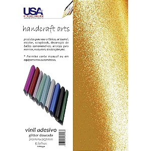 Vinil Adesivo Glitter Ouro A4 210x297mm Pct.C/05 8430 Usa Folien