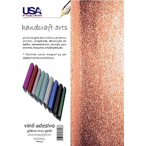 Vinil Adesivo Glitter Rose Gold A4 210x297mm Pct.C/05 8427 Usa Folien