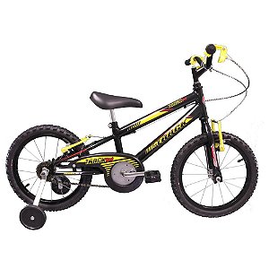 Bicicleta Aro 16 Boy Raiada Preta/Amarela Track Bikes