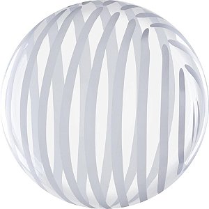 Balão Bubble Listra Prata 45Cm Mundo Bizarro