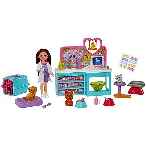 Barbie Profissões Chelsea Playset Clínica Pet Mattel