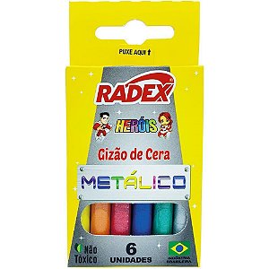 Giz De Cera Gizão 06 Cores Metálico Radex