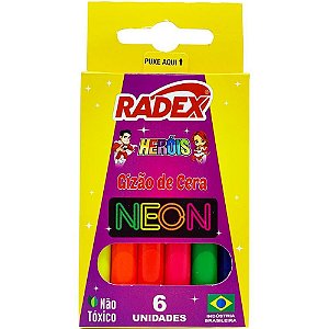 Giz De Cera Gizão 06 Cores Neon Radex
