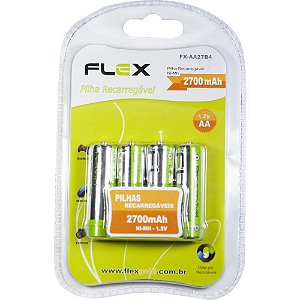 Pilha Recarregavel Pequena Aa 2700Mah 1.2V. C/02 Flex