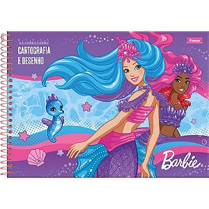 Caderno Desenho Univ Capa Dura Barbie Mermaid Power 80Fls. Foroni