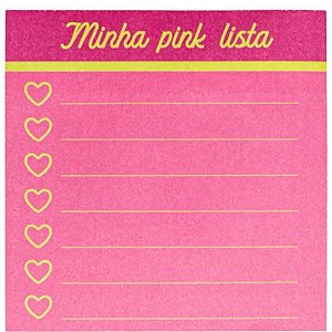 Bloco De Recado Autoadesivo Vibes Pink Paut. 76X76 100Fls Leonora