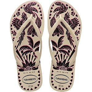 Chinelo Havaianas Feminino Slim Tucano 35/6 Bege Palha Havaianas