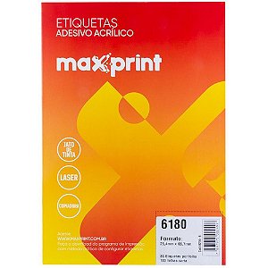 Etiqueta Carta 6180 100Fls 25,4X66,7 Mm Maxprint