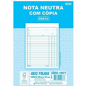 Impresso Talao Nota Neutra 1/36 40X2 104X143 Sd Inovacoes