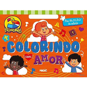 Livro Infantil Colorir 3 Palavrinhas Meu Blocao 48Pgs Magic Kids
