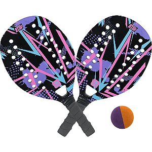 Raquete beach tennis Kit 2raquetes+bolinha lilas Kit 480615 Bel