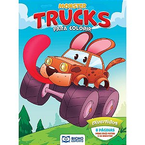 Livro infantil colorir Monster trucks 8pg 4 titulos Pct.c/08 33198 Bicho esperto
