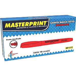 Caneta marca texto Mp 612 vermelha Cx.c/12 309020006 Masterprint