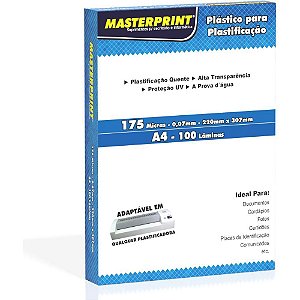 Plastico para plastificacao A4 220x307 175 micras (0,07) Conj/100 329010007 Masterprint