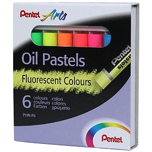 Giz pastel Oleoso 6 cores fluorescentes Estojo Phn-f6 Pentel