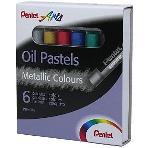 Giz pastel Oleoso 6 cores metalizadas Estojo Phn-m6 Pentel
