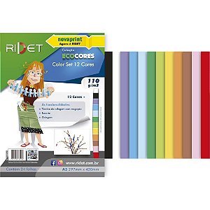 Bloco para educacao artistica Color set a3 12cor.110gr 24fls Pacote 010002 Novaprint