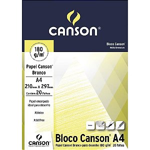 Bloco para educacao artistica Desenho a4 180g.20fls branco Bloco 66667164 Fila canson