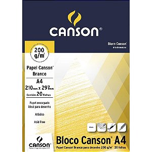 Bloco para educacao artistica Desenho a-4 200g.20fls branco Bloco 66667045 Fila canson