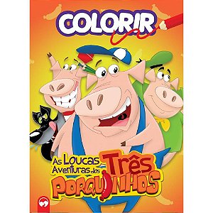 Livro infantil colorir Os tres porquinhos 16pgs Unidade 9483 Vale das letras