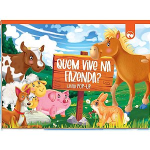 Livro infantil ilustrado Pop-up quem vive na fazenda 16 Unidade 9472 Vale das letras