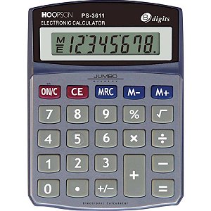 Calculadora de mesa 8digitos bateria cinza Unidade Ps3611 Hoopson