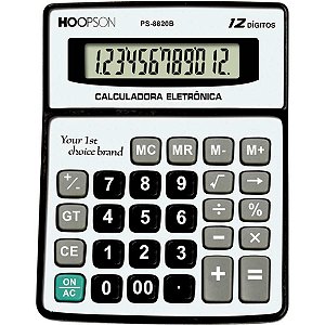 Calculadora de mesa 12digitos pilha aaa cinza Unidade Ps8820b Hoopson